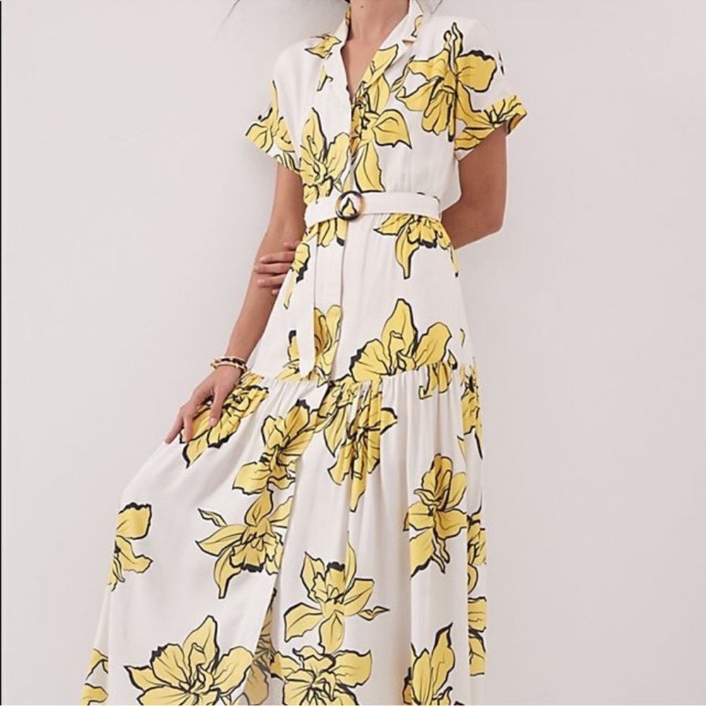 Hutch White Maxi Dress with Yellow Floral Print